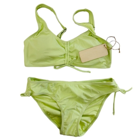 Cabana del Sol neon bright lime green 2 piece swimsuit - Picture 1 of 5
